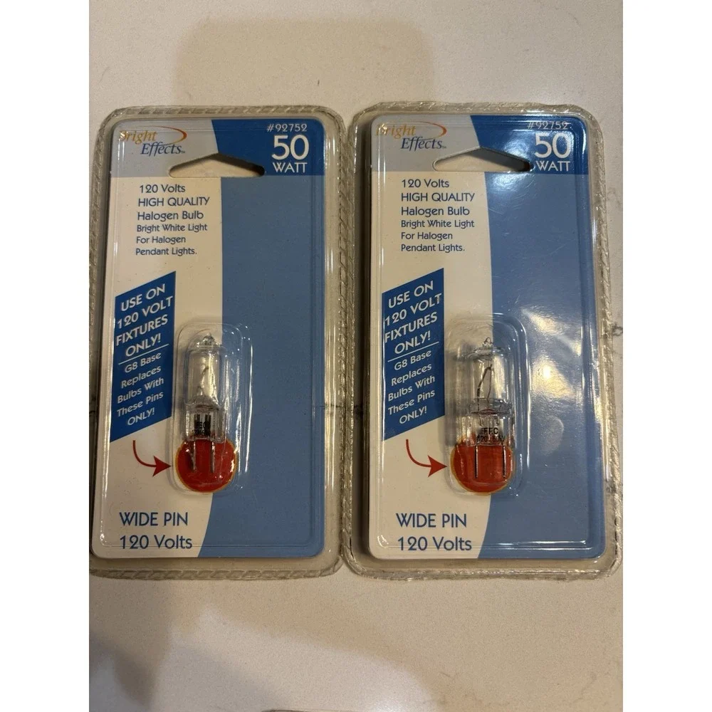 Lot of  2 Bright Effects 50 Watt 120 volt bright white #137531 GY6.35 Base